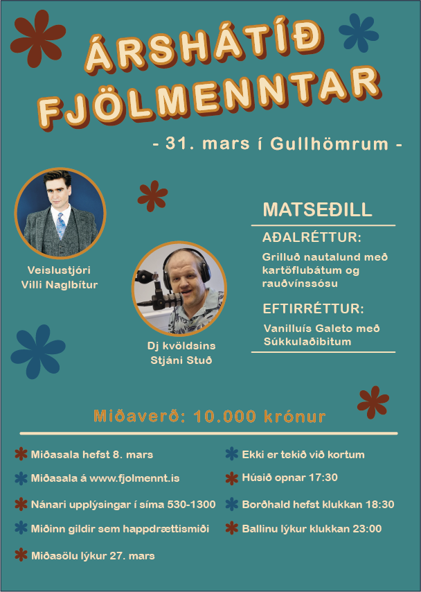 Plakkat fyrir árshátíð fjölmenntar