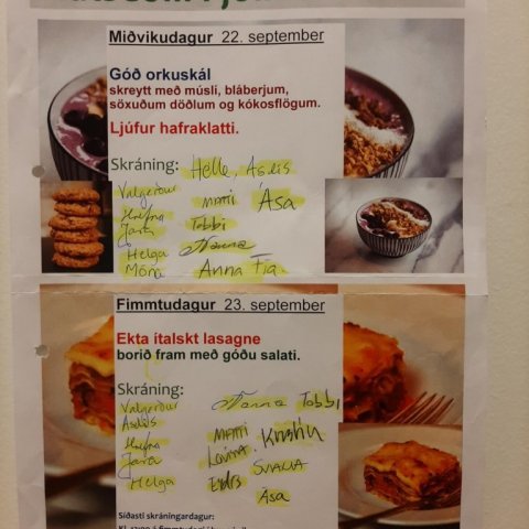Skráningarblað fyrir mat