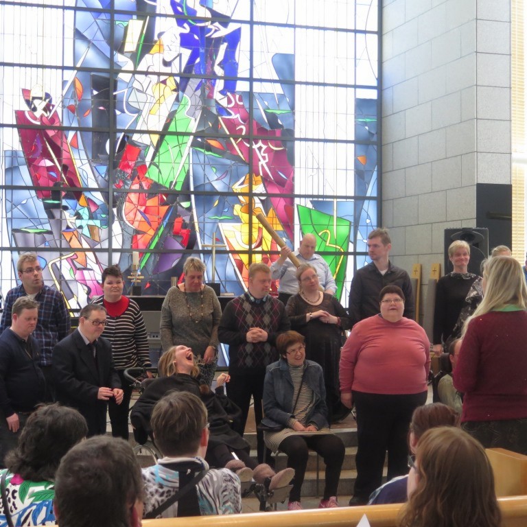 Kórar Fjölmenntar sungu nokkur lög.