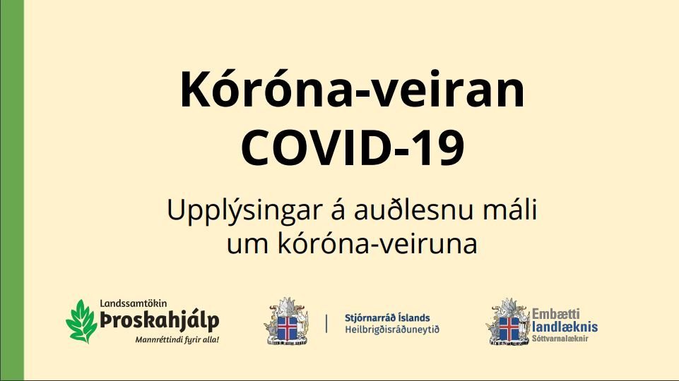 Kóróna-veiran Covid 19 á auðlesnu máli