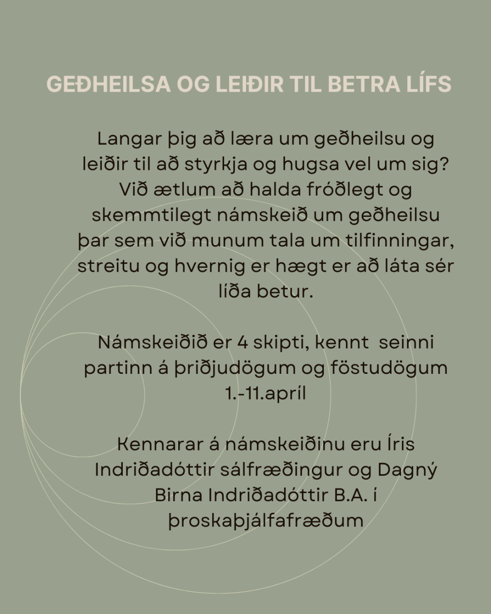 Geðheilsa og leiðir til betra lífs